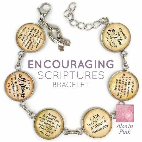 Hope & Encouragement Scripture Bracelet – Glass Charm Stainless Steel - Brand My Case