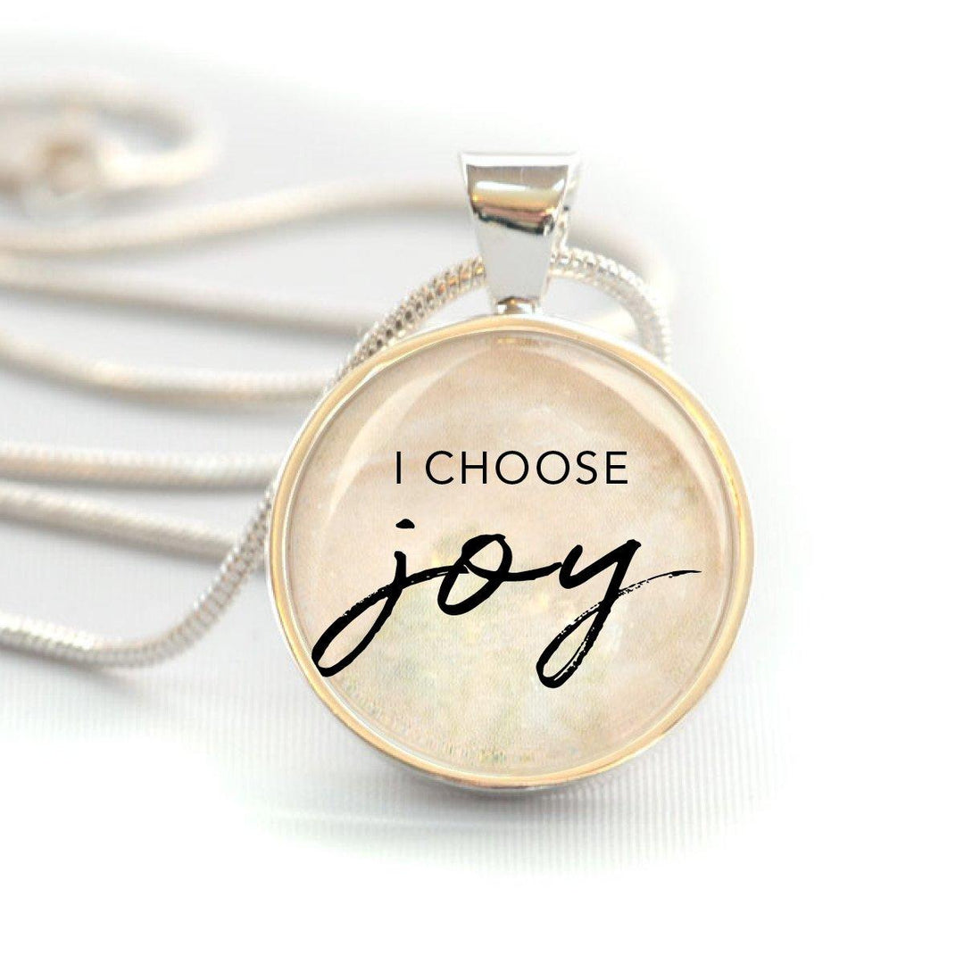 "I Choose Joy" Christian Pendant Necklaces – Silver-Plated, 16mm, 20mm - Brand My Case