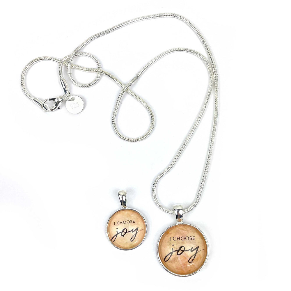 "I Choose Joy" Christian Pendant Necklaces – Silver-Plated, 16mm, 20mm - Brand My Case