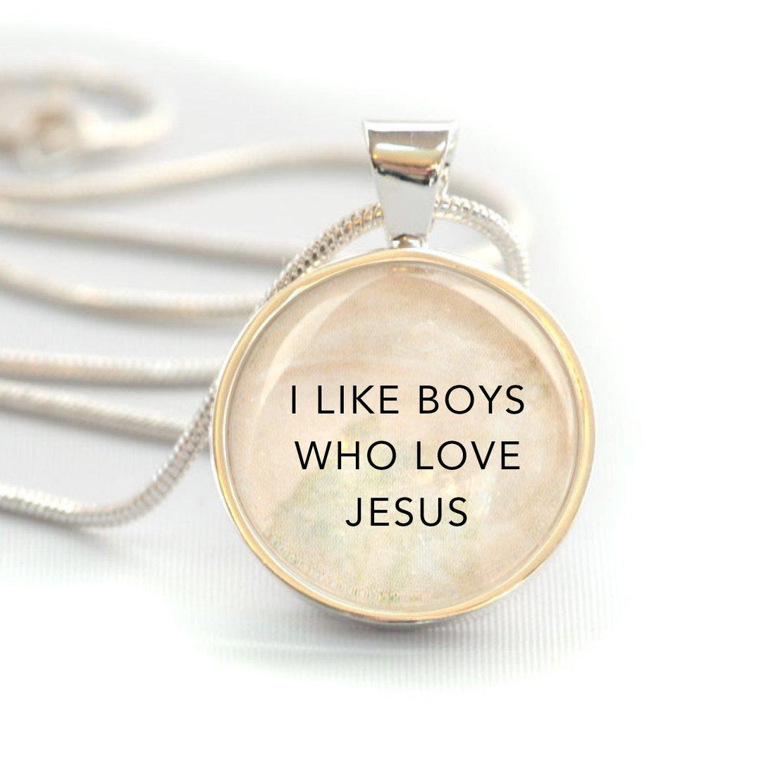"I Like Boys Who Love Jesus" Silver-Plated Christian Girls Pendant - Brand My Case