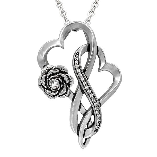 Infinity Hearts With Rose Love Necklace - Brand My Case