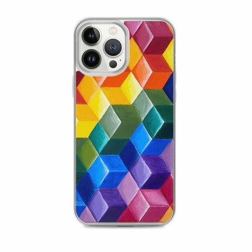 iPhone Case - Rainbow 3D Cubes - By Ingrid DiPonsard - Brand My Case