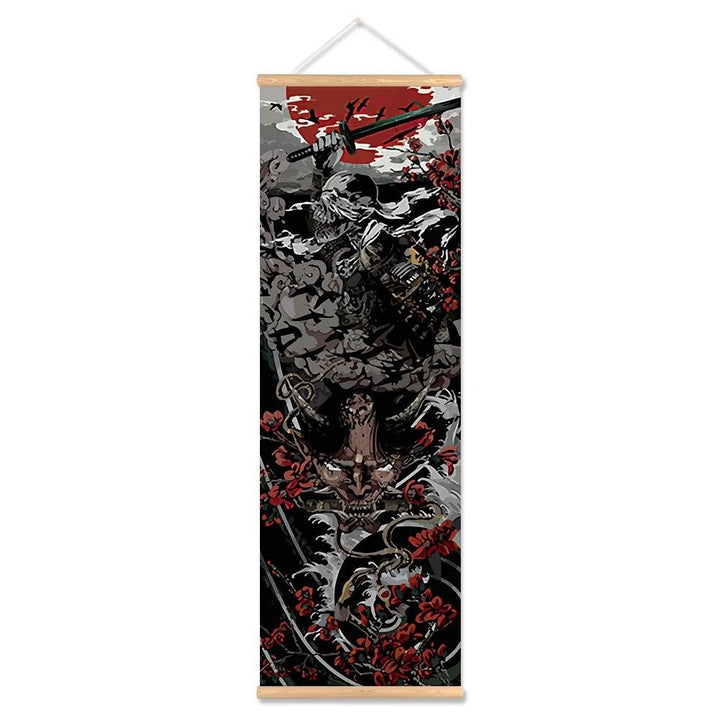 Japanese Samurai Sakuran Ukiyoe Scroll Anime Poster For Living Room Aesthetic Vintage Abstract Dark Art Warrior Canvas Painting - Brand My Case