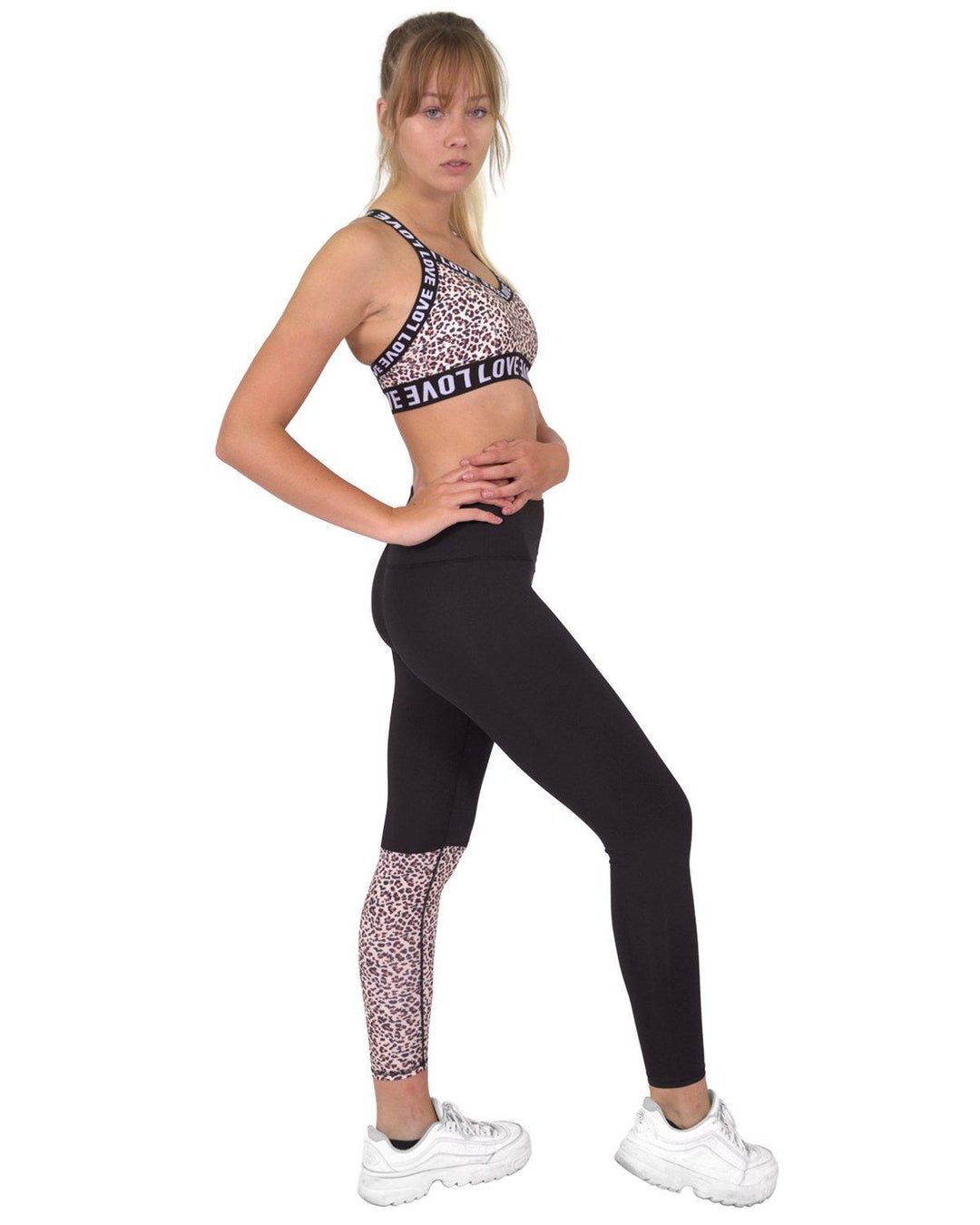 Jordena Leggings & Sports Bra Set - Black & Leopard Print - Brand My Case