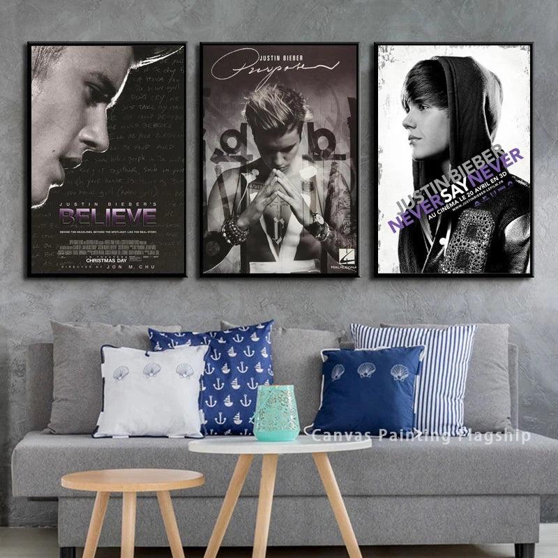 Justin Bieber Poster - Singer Wall Art Print - Home Decor Gift for Fans - Brand My Case