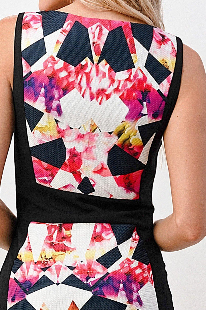 Kaleidoscope Printed Boat Neck Fashion Mini Dress - Brand My Case