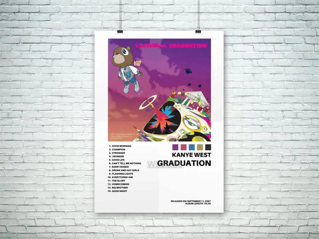 Kanye West & Bad Bunny Canvas Poster -  80s Music & Hip Hop Wall Art for Bar/Cafe