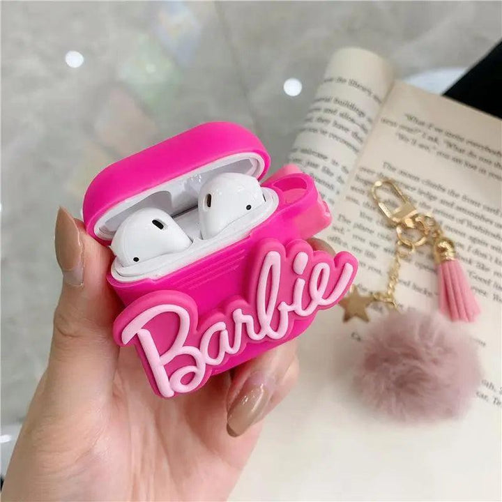Kawaii Barbie Bluetooth Earphone Case for Airpods Pro 1 2 3 Anime Cartoon Cute Silicone Protective Soft Cover with Plush Pendant - Brand My Case