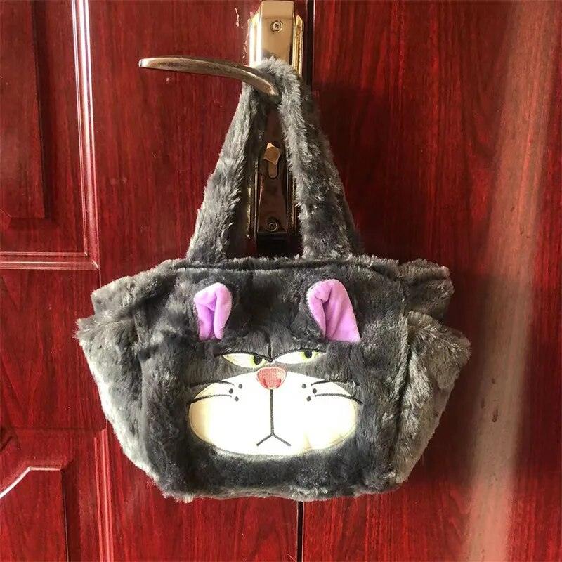 Kawaii Cat Fluffy Puffy Cutte Banded Pocket Anime Cinderellas Lucifers Plush Handbag Plushie Doll Cartoon Storage Bag Girl Gift - Brand My Case