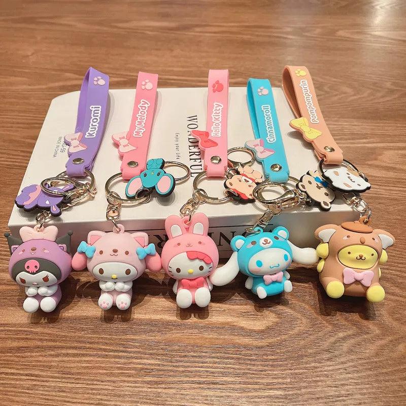 Kawaii Hello Kitty Keychain Sanrio Anime Cartoon Melody Kuromi Cinnamoroll Toys Cute Pendant Dolls Car Key Ring Girl&Child Gifts - Brand My Case