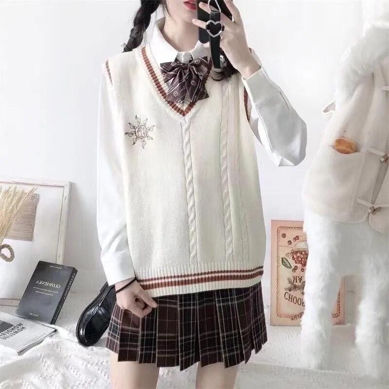 Kawaii Kuromi Cinnamoroll My Melody Sanrioes Wool Sweater V-Neck Waistcoat Vest Cute Women's Clothing Spring and Autumn New - Brand My Case