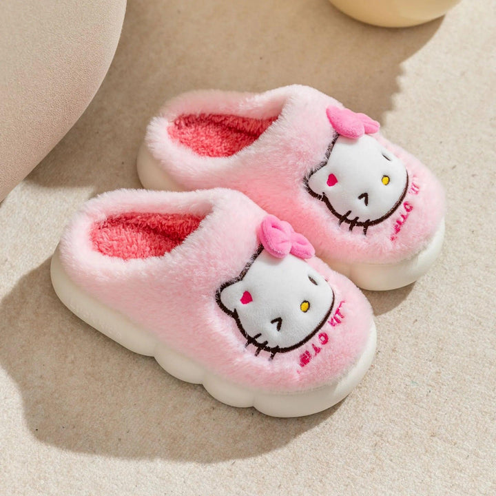 Kawaii Sanrio Hello Kitty Slippers Non-Slip Warm Cute Cartoon Anime Home Autumn and Winter Girls Plush Slipper Plush Gifts - Brand My Case