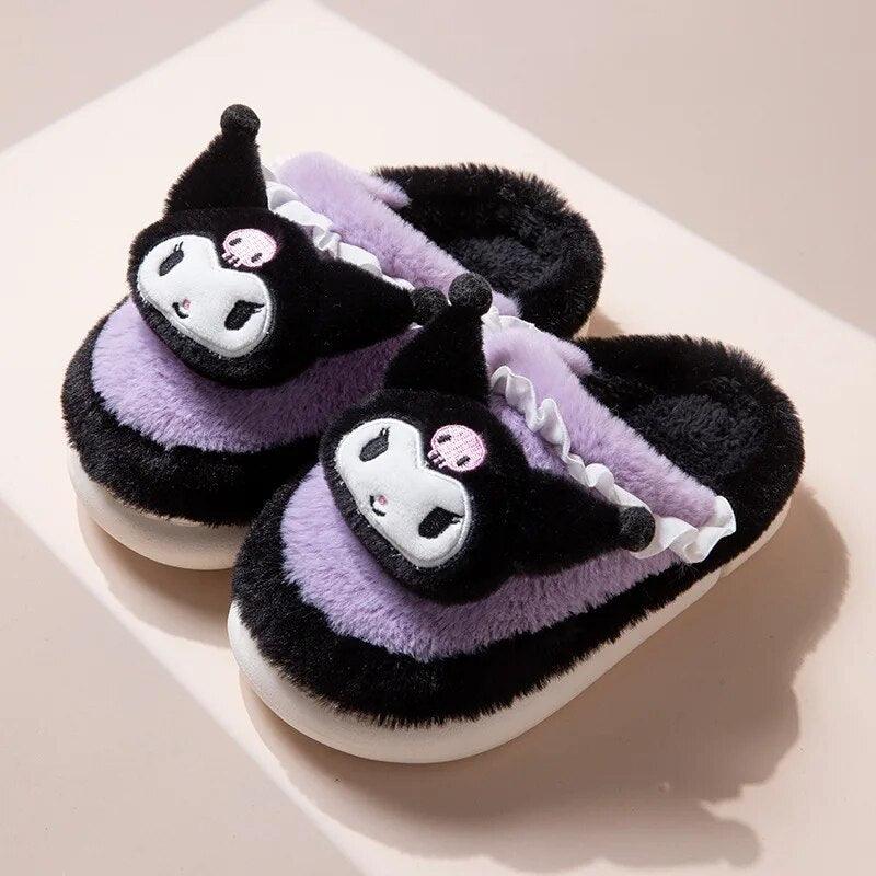 Kawaii Sanrio Home Slippers Hello Kitty Plush Cotton Indoor Bathroom Women 2023 Summer Beach Anti-sli Shoes Kuromi Flip Flops - Brand My Case
