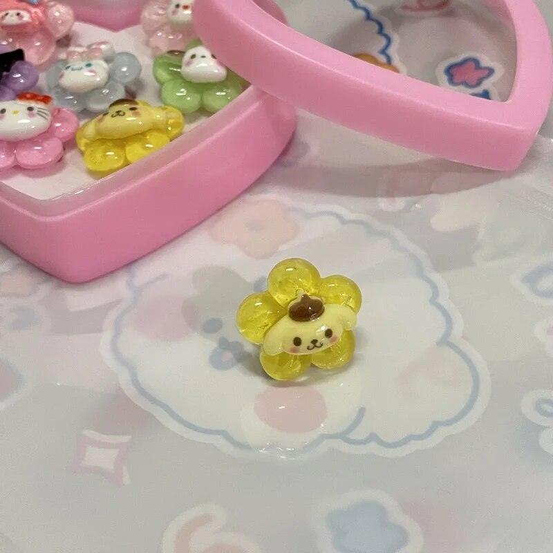 Kawaii Sanrio Kuromi My Melody Anime Cute Cat Pom Pom Purin Girly Heart Cartoon Couple Ring Send Firend Toy for Girls - Brand My Case
