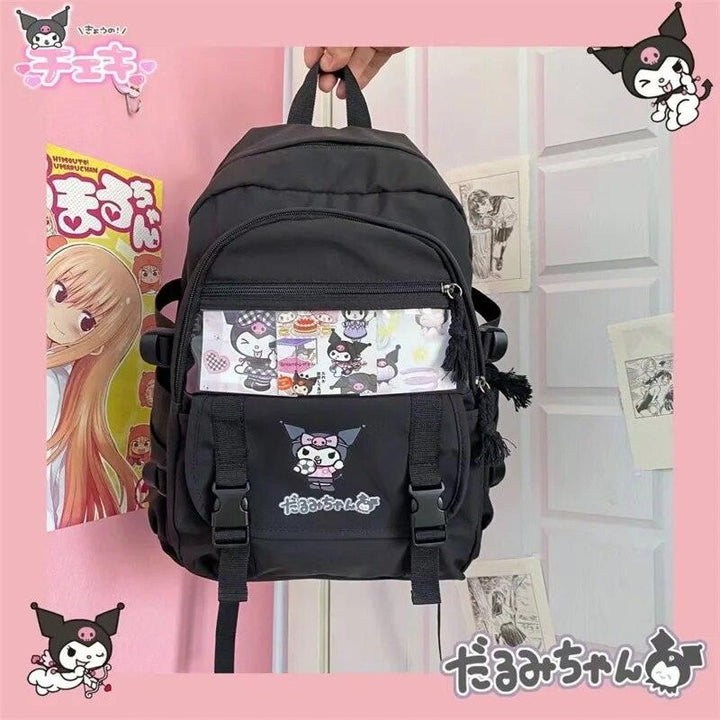 Kawaii Sanrio Mymelody Kuromi Cinnamoroll Pompom Purin New Backpack Cartoon Large Capacity Student Schoolbag Outdoor Backpack - Brand My Case