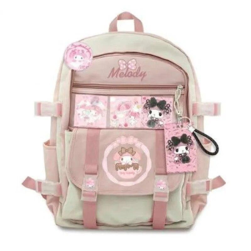 Kawaii Sanrio Mymelody Kuromi Cinnamoroll Pompom Purin New Backpack Cartoon Large Capacity Student Schoolbag Outdoor Backpack - Brand My Case
