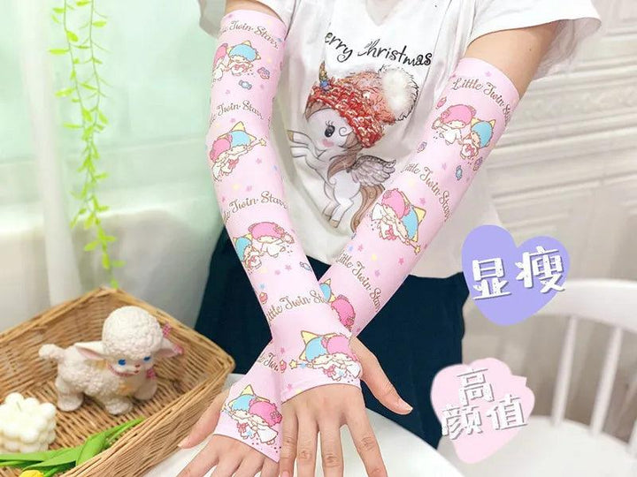 Kawaii Sanrios Kuromi My Melody Cinnamonroll Men Women Arm Sleeves Summer Breathable Quick Dry UV Protection Ice Silk Gloves - Brand My Case