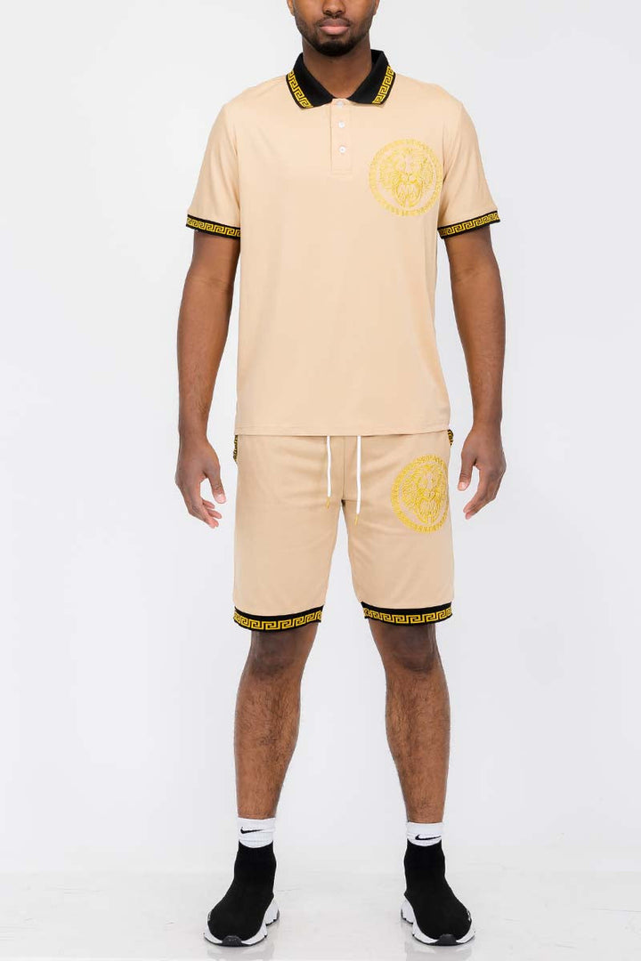 Lion Head Polo Short Set