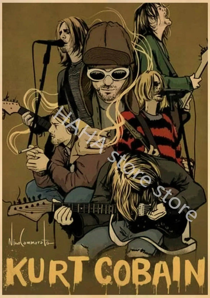 Kurt Cobain Music Posters - Vintage Rock Wall Decor - Brand My Case