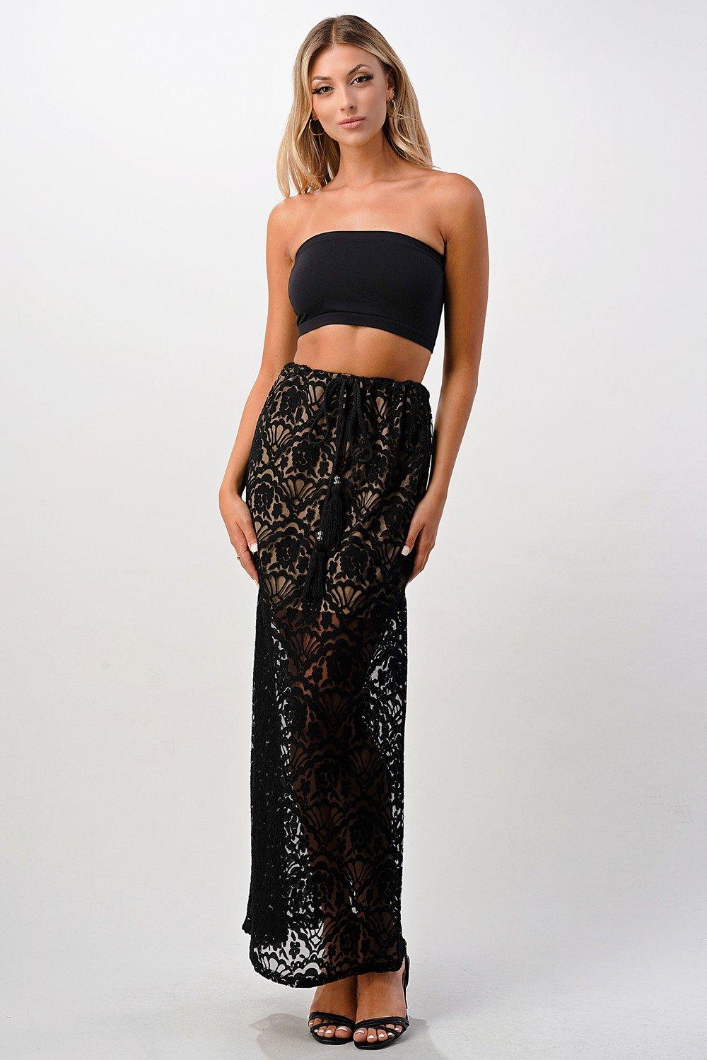 Lace Maxi Skirt With Cotton-Core Bow - Brand My Case