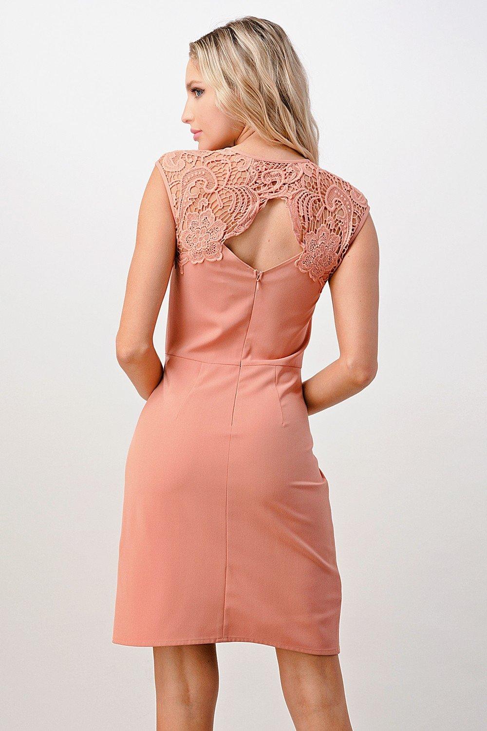 Lace Shoulder Overlap Mini Dress - Brand My Case