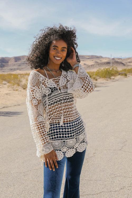 Lace-Up Crochet Tunic - Brand My Case