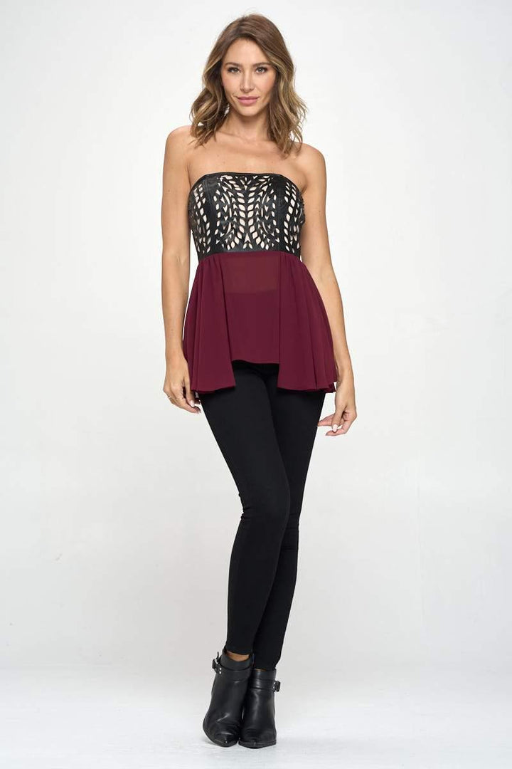 Laser cut out color block tube top - Brand My Case