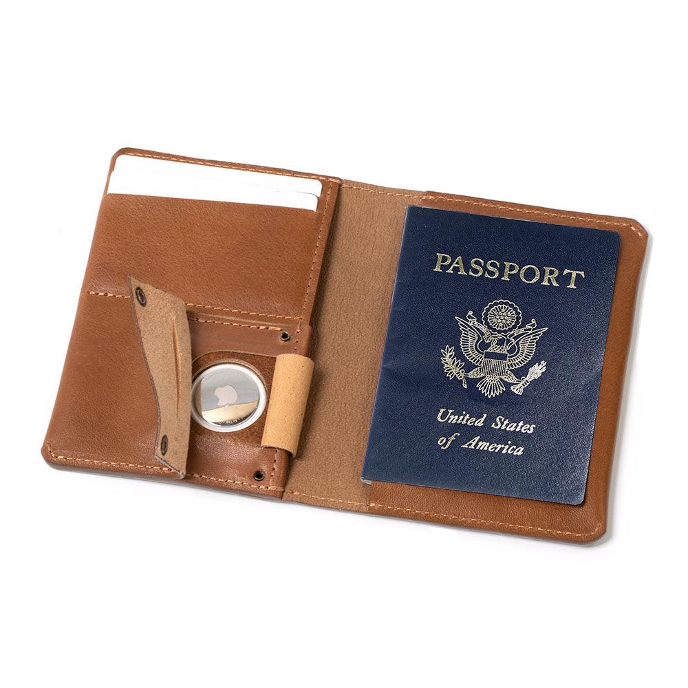 Leather AirTag Passport Holder - Brand My Case