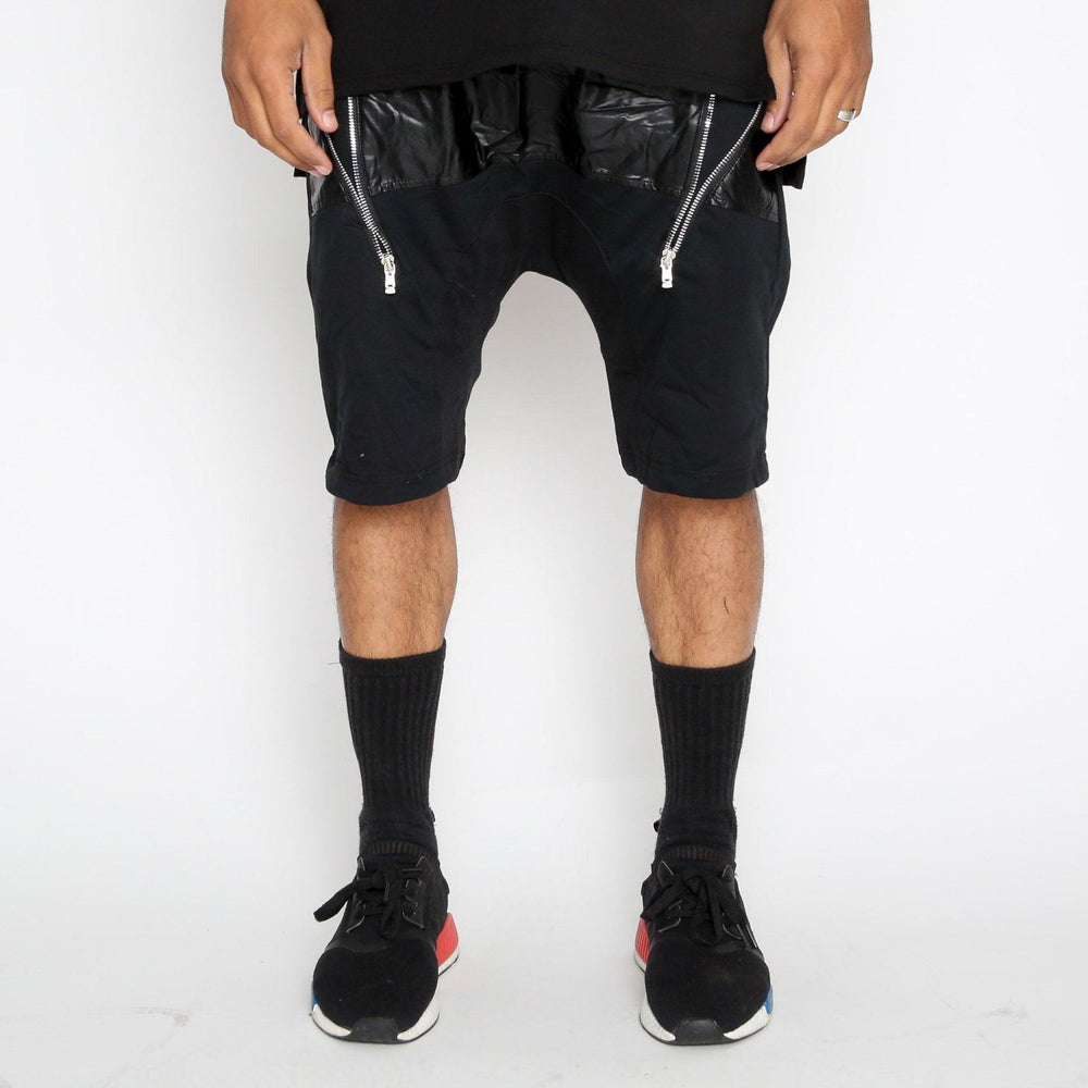 Leather Front Moto Shorts - Brand My Case