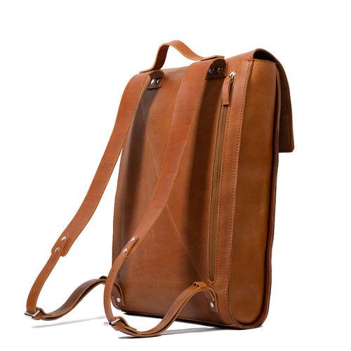 Leather laptop backpack - The Minimalist (Tan) - Brand My Case