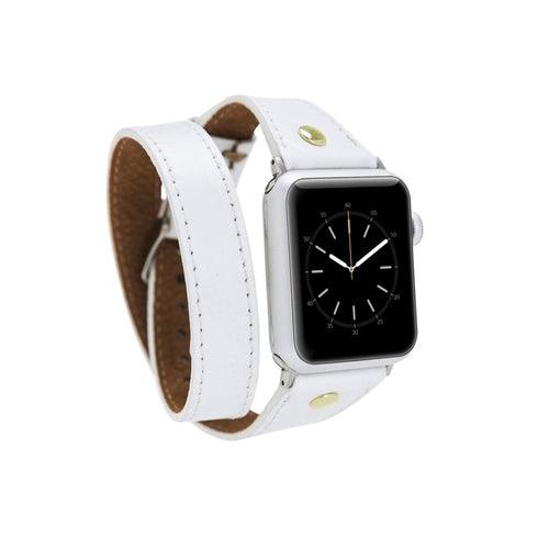 Leeds Double Tour Slim with Gold Bead Apple Watch Leather Straps - Brand My Case