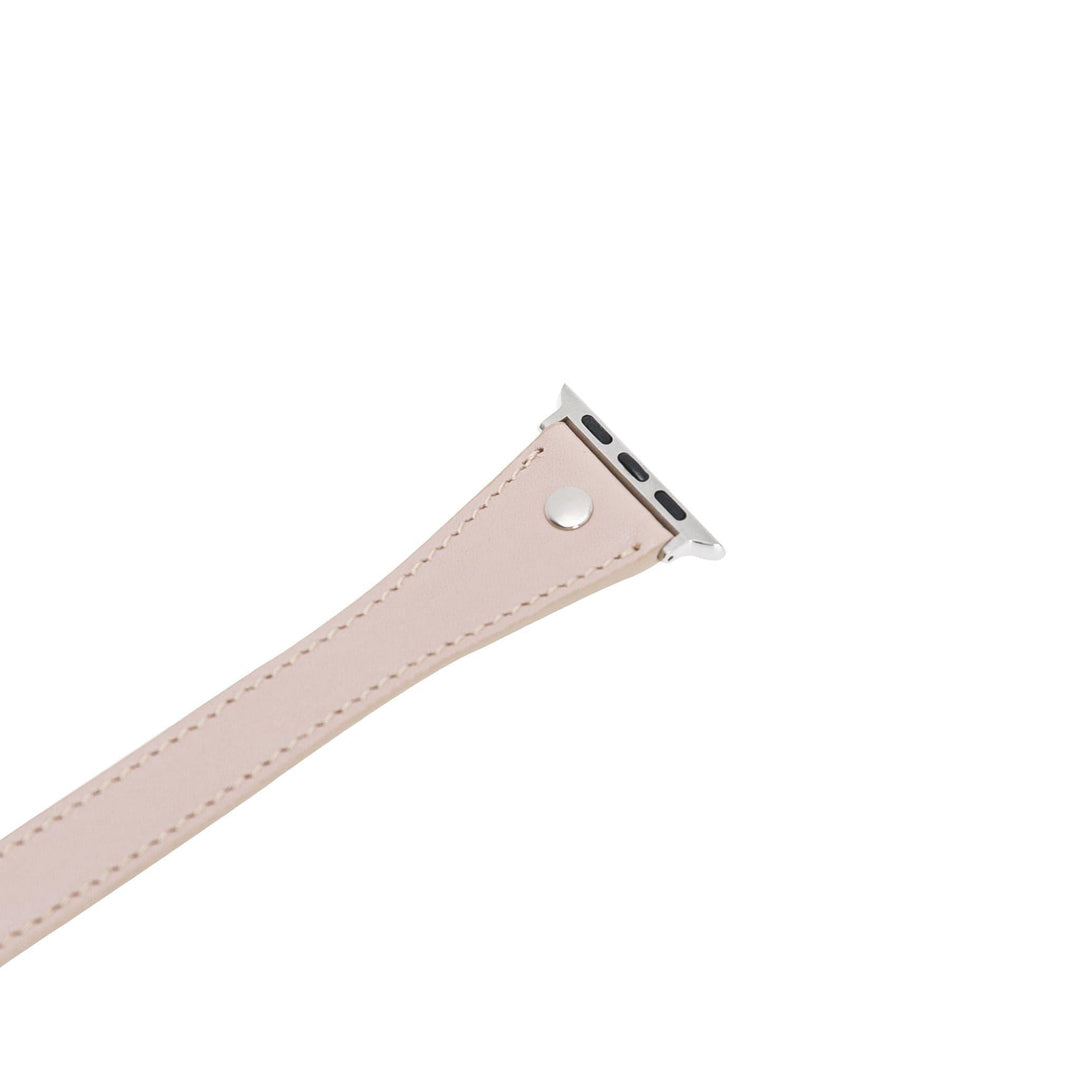 Leeds Double Tour Slim with Silver Bead Apple Watch Leather Straps - Brand My Case