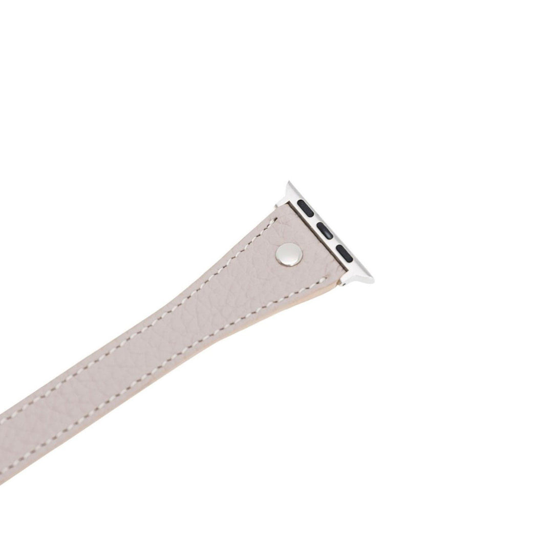 Leeds Double Tour Slim with Silver Bead Apple Watch Leather Straps - Brand My Case