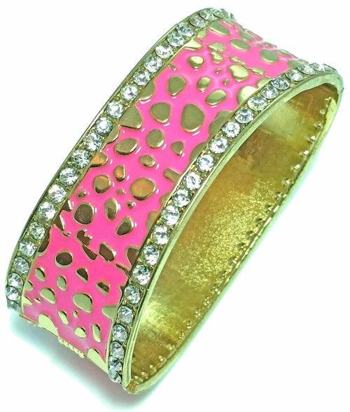 Leopard Design Hinged Cuff Bangle - Brand My Case