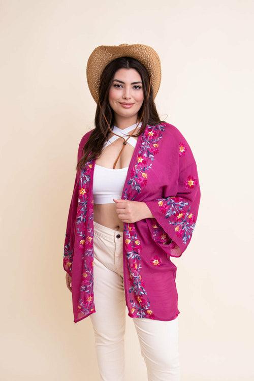 Lightweight Anemone Embroidered Kimono - Brand My Case