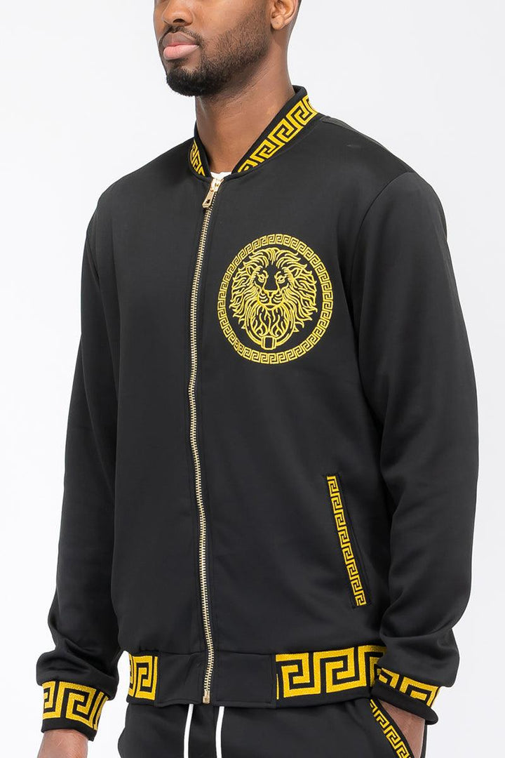 Lion Head Embroidery Status Track Jacket - Brand My Case