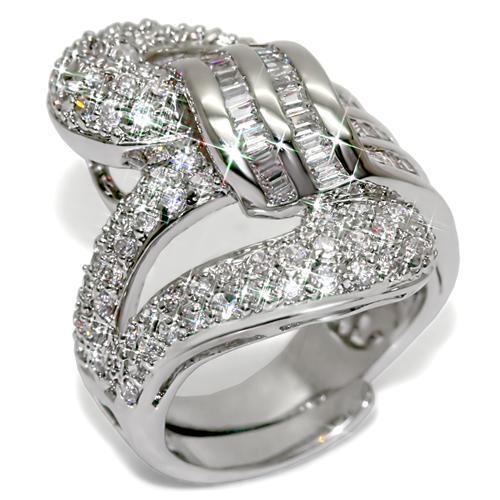 LO1537 Rhodium Brass Ring with AAA Grade CZ in - Brand My Case