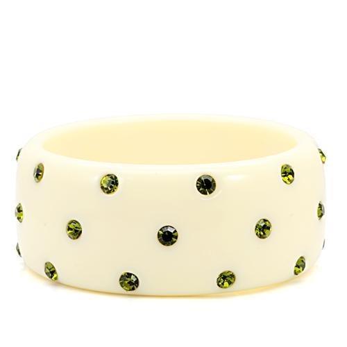 LO1904 - Resin Bangle with Top Grade Crystal in Olivine color - Brand My Case