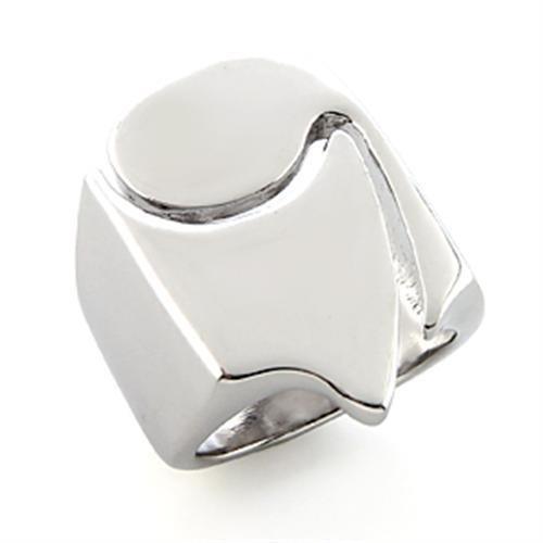 LO192 - Rhodium White Metal Ring with No Stone - Brand My Case