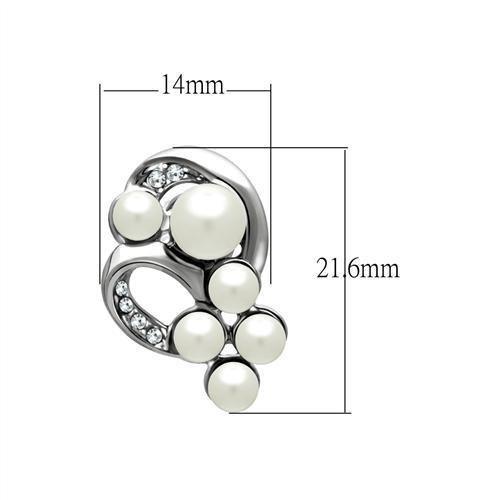 LO1970 - Rhodium White Metal Earrings with Synthetic Pearl in White - Brand My Case