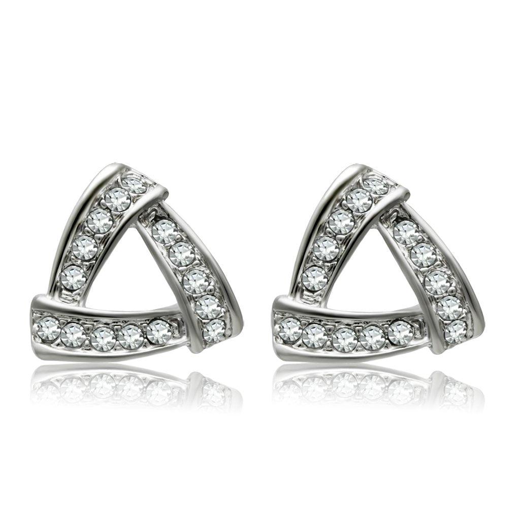 LO1975 - Rhodium White Metal Earrings with Top Grade Crystal in Clear - Brand My Case