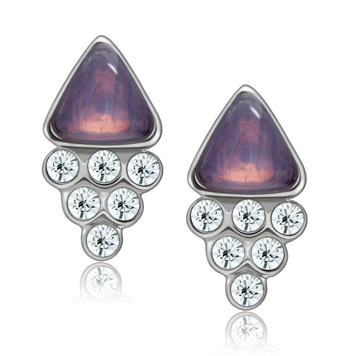 LO1979 - Rhodium White Metal Earrings with Top Grade Crystal in Clear - Brand My Case