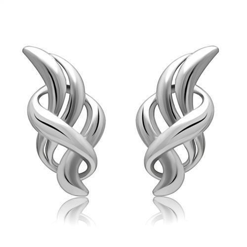 LO1991 - Rhodium White Metal Earrings with No Stone - Brand My Case