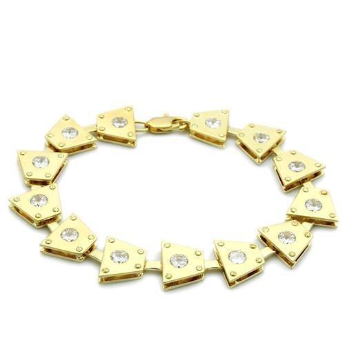 LO2002 - Matte Gold & Gold Brass Bracelet with AAA Grade CZ in Clear - Brand My Case