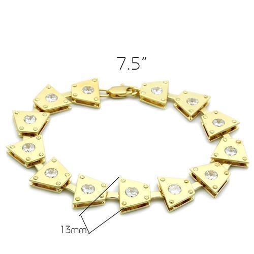 LO2002 - Matte Gold & Gold Brass Bracelet with AAA Grade CZ in Clear - Brand My Case