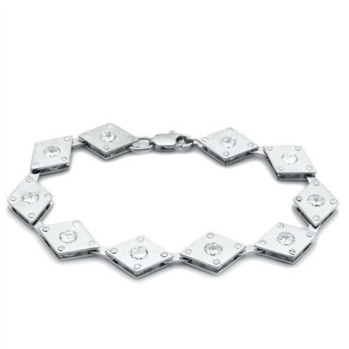 LO2006 - Matte Rhodium & Rhodium Brass Bracelet with AAA Grade CZ in - Brand My Case