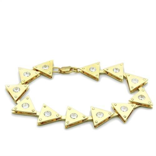 LO2012 - Matte Gold & Gold Brass Bracelet with AAA Grade CZ in Clear - Brand My Case