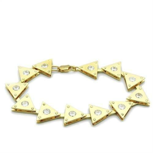 LO2012 - Matte Gold & Gold Brass Bracelet with AAA Grade CZ in Clear - Brand My Case