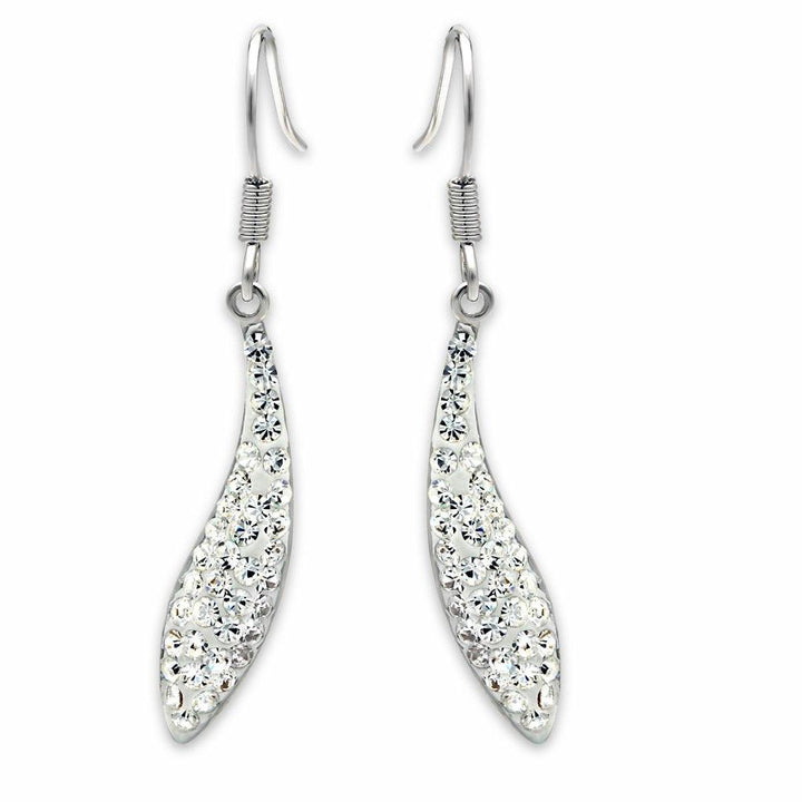 LO2041 - Rhodium Brass Earrings with Top Grade Crystal in Clear - Brand My Case