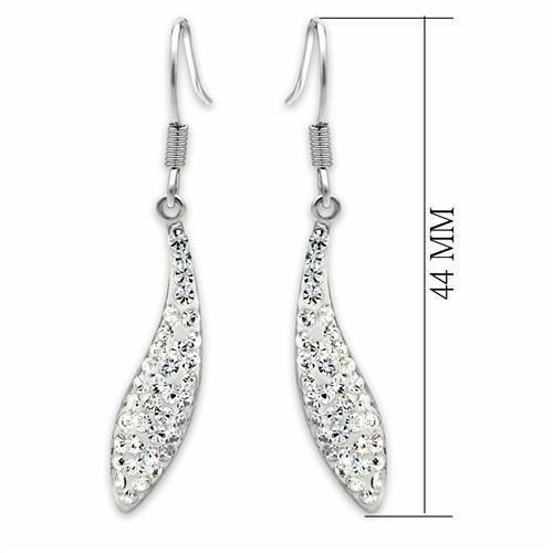 LO2041 - Rhodium Brass Earrings with Top Grade Crystal in Clear - Brand My Case